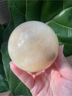 Large zeolites calcite stilbite polished crystal sphere